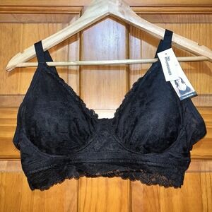 No Boundaries - Contour Floral Lace Bralette - XL - Black